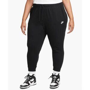 Nike Womens Club Fleece Jogger Pants 3X Plus Black White Mid-Rise NWT